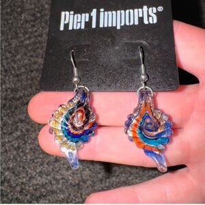 Handmade multicolored earrings with gold accents